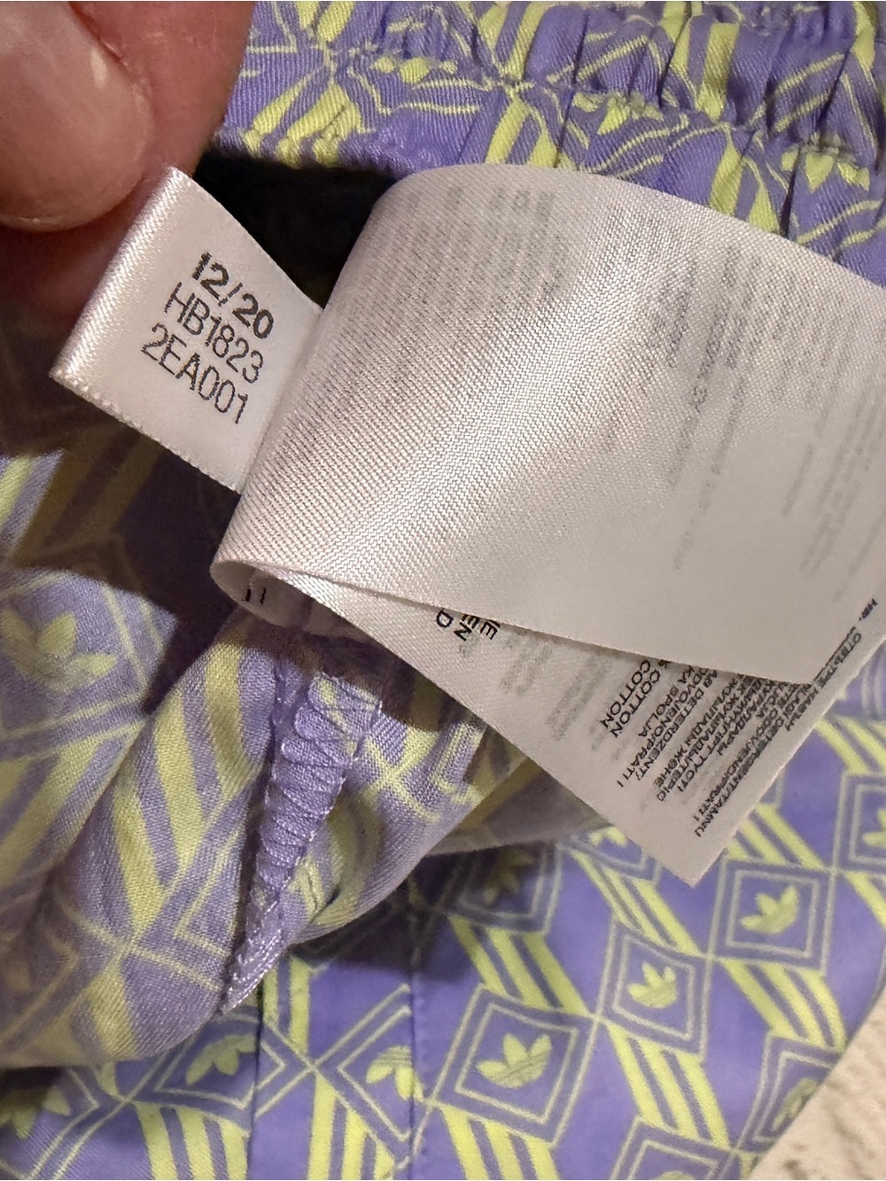 adidas Lavender & Light Lime Geo Icon Print drawstring athletic shorts size M - Picture 10 of 13